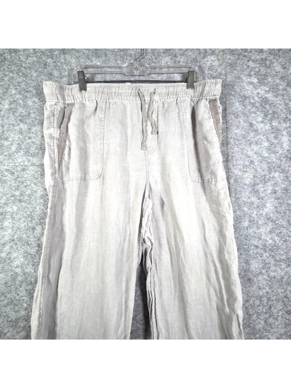 Artisan NY Women’s Linen Drawstring Wide Leg Pants Beige Gray Size L - Picture 3 of 10